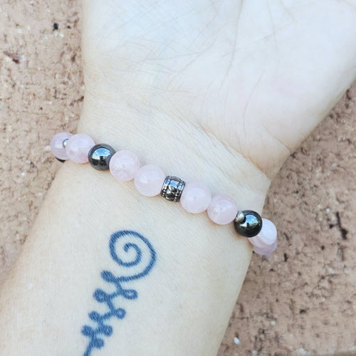 Rose Quartz & Hematite Bracelet | 8mm Beads