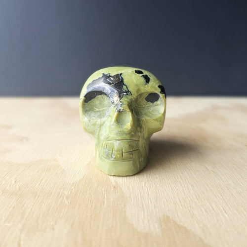 Serpentine With Pyrite Skull | Guardian Of Alignment