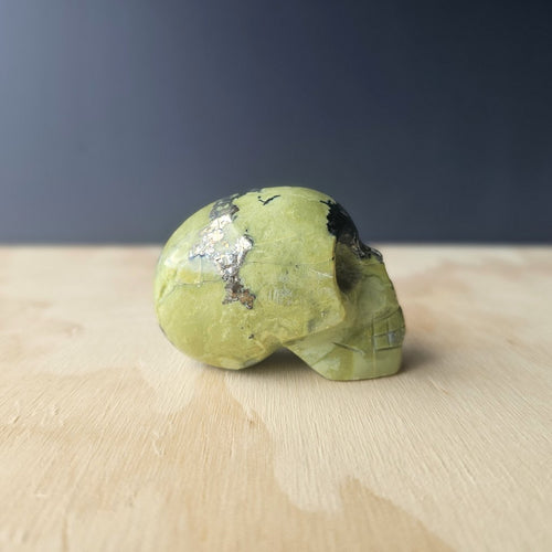 Serpentine With Pyrite Skull | Guardian Of Alignment