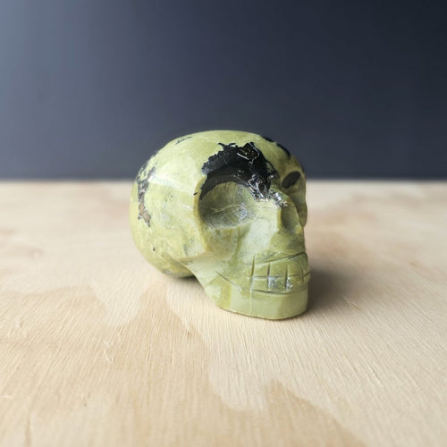 Serpentine With Pyrite Skull | Guardian Of Alignment