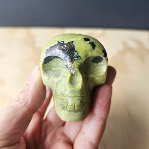 Serpentine With Pyrite Skull | Guardian Of Alignment