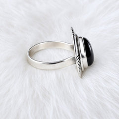 Sterling Silver Black Onyx Unisex Ring