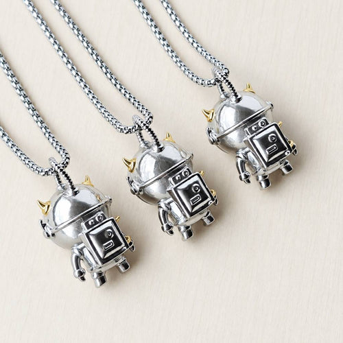 Muonionalusta Meteorite Spaceman Pendant | Titanium Necklace