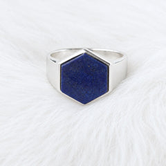 Men’s Natural Lapis Lazuli Sterling Silver Ring
