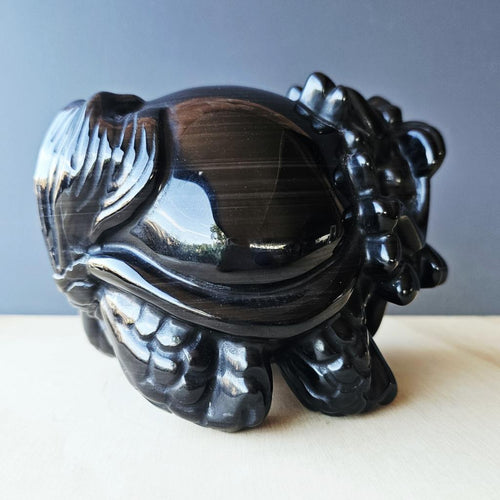 Silver Sheen Obsidian Dragon Turtle | The SIlver Sentinel