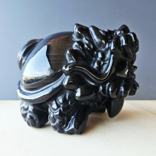 Silver Sheen Obsidian Dragon Turtle | The SIlver Sentinel