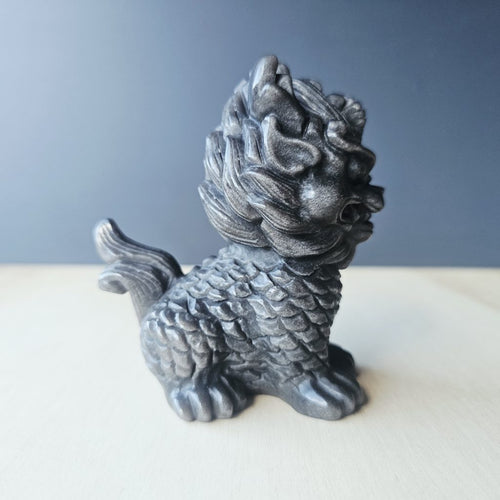 Silver Sheen Obsidian Qilin | The SIlver Noble Guardian