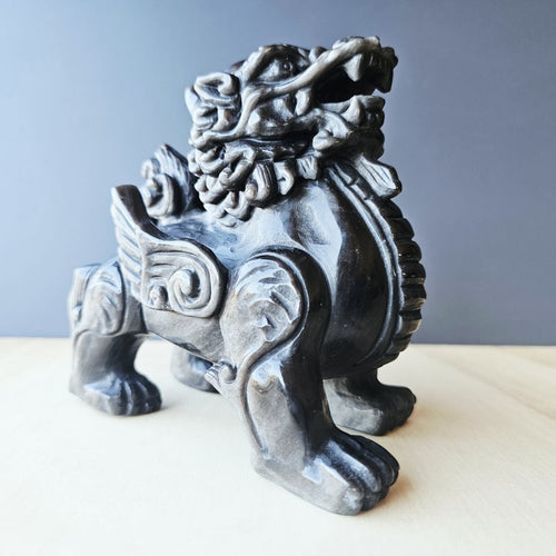 Silver Sheen Obsidian Qilin | The Silver Winged Guardian