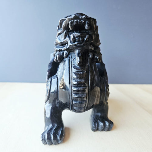 Silver Sheen Obsidian Qilin | The Silver Winged Guardian