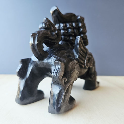 Silver Sheen Obsidian Qilin | The Silver Winged Guardian