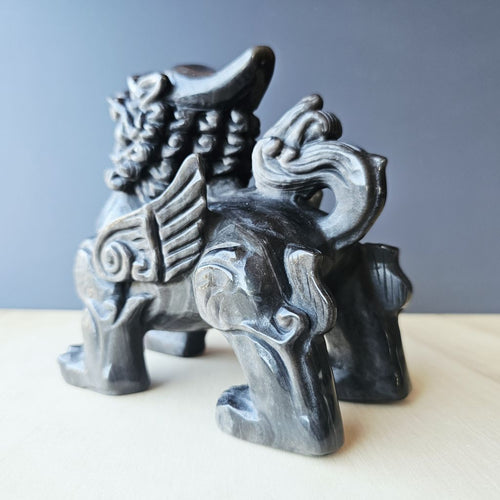 Silver Sheen Obsidian Qilin | The Silver Winged Guardian