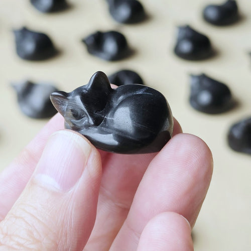 Silver Sheen Obsidian Sleeping Cats