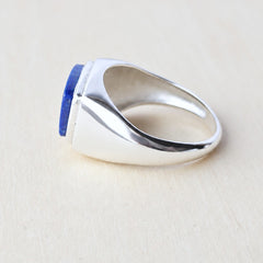 Men’s Lapis Lazuli Sleek Signet Ring – Sterling Silver