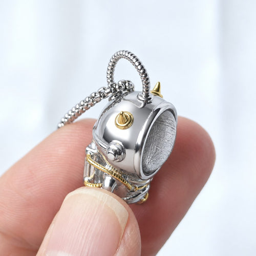 Muonionalusta Meteorite Spaceman Pendant | Titanium Necklace