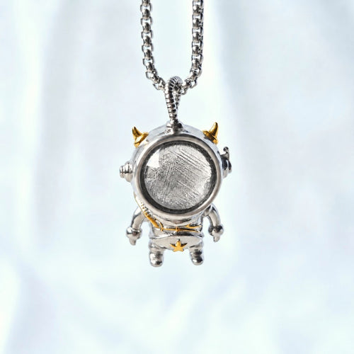 Muonionalusta Meteorite Spaceman Pendant | Titanium Necklace