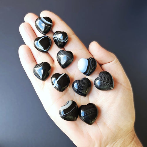 Small Black Banded Agate Hearts