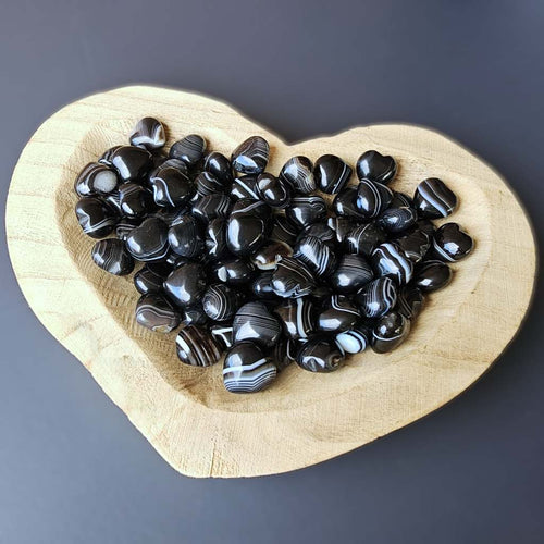 Small Black Banded Agate Hearts