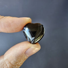 Small Black Banded Agate Hearts