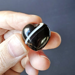 Small Black Banded Agate Hearts