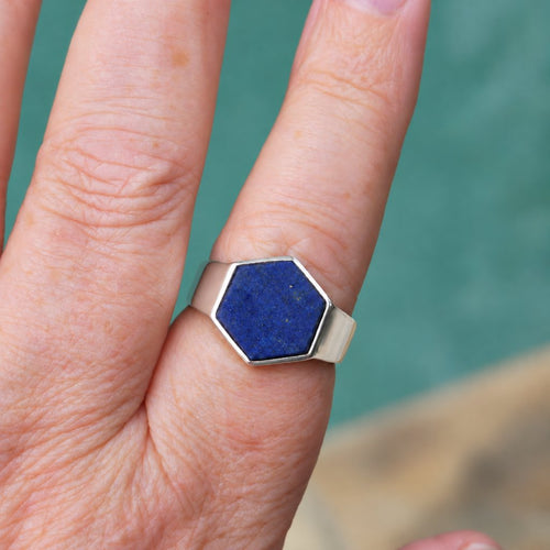 Men’s Natural Lapis Lazuli Sterling Silver Ring