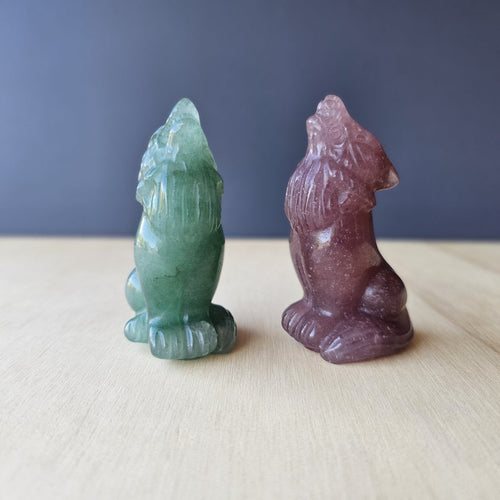 Strawberry Quartz & Aventurine Wolves | Guardians Of The Night