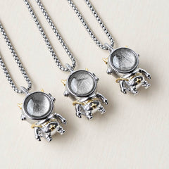 Muonionalusta Meteorite Spaceman Pendant | Titanium Necklace