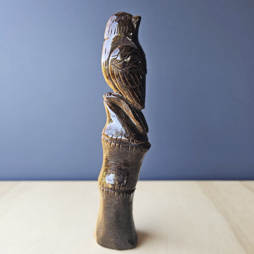 Tigers Eye Perched Bird Carving | Golden Perch