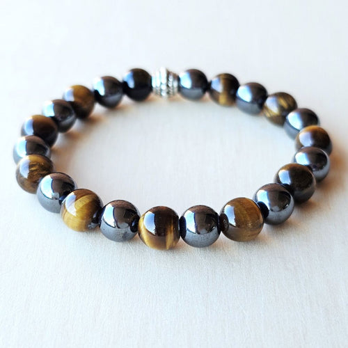 Tigers Eye & Hematite Crystal Bracelet | Strength & Shield