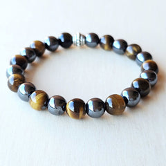 Tigers Eye & Hematite Crystal Bracelet | Strength & Shield