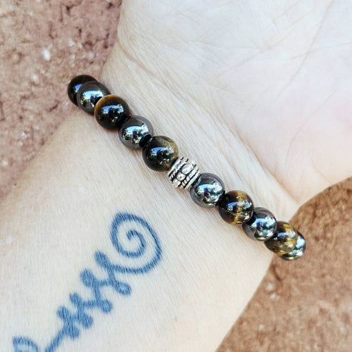 Tigers Eye & Hematite Crystal Bracelet | Strength & Shield