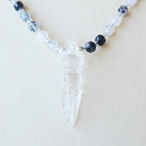 Tourmalinated Quartz Phurba Necklace | Sacred Alignment