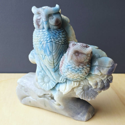 Trolleite Mother & Young Owl Carving | Under My Wing