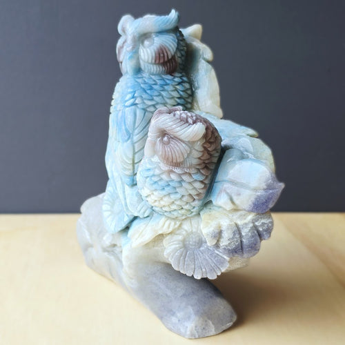 Trolleite Mother & Young Owl Carving | Under My Wing