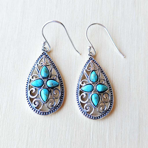 Turquoise Earrings | Waves Of Filigree