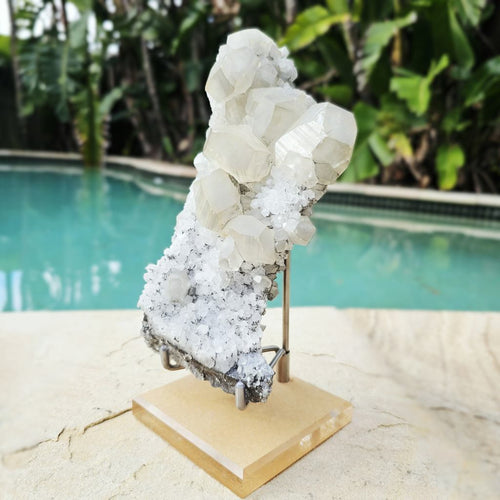 Dodecahedral Yellow Calcite On Quartz Specimen | Fujian Province