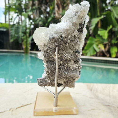Dodecahedral Yellow Calcite On Quartz Specimen | Fujian Province