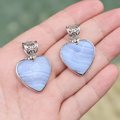 Blue Lace Agate Heart Pendant | Soothing Vibes
