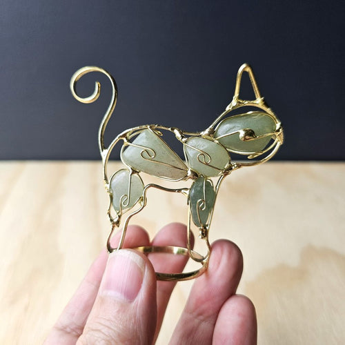 Wire Wrapped Aventurine Cat | Lucky Paws