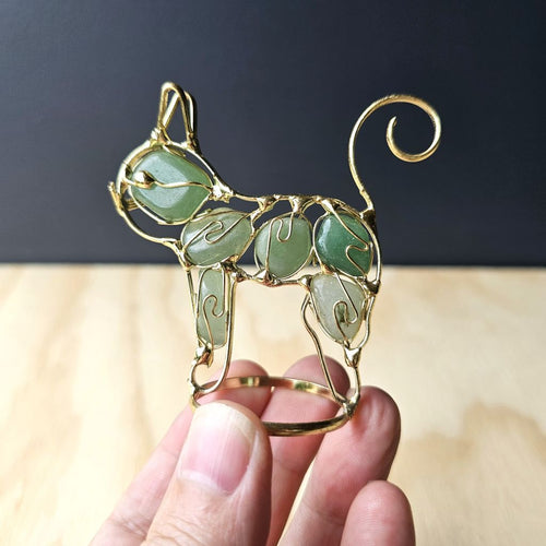 Wire Wrapped Aventurine Cat | Lucky Paws