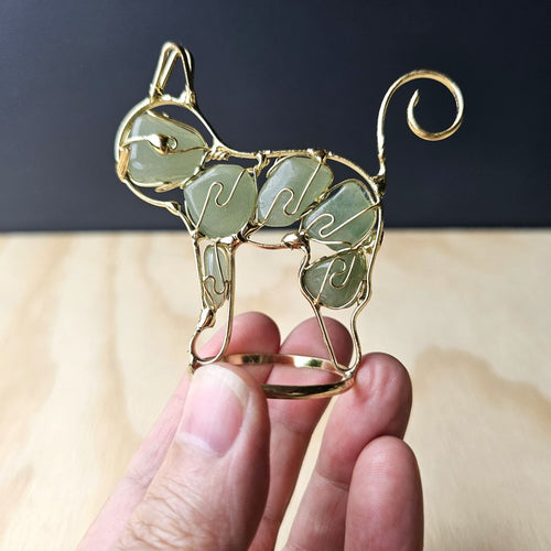 Wire Wrapped Aventurine Cat | Lucky Paws