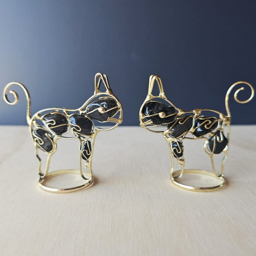 Wire Wrapped Obsidian Cat | Shadow Whiskers