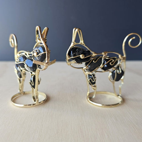 Wire Wrapped Obsidian Cat | Shadow Whiskers