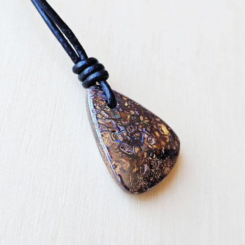 Yowah Nut Opal Pendant | Rainbow Prism