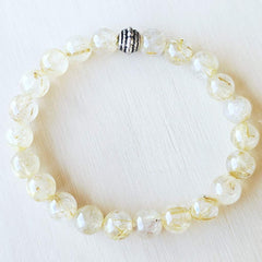 Natural Rutilated Quartz gemstone bracelet for men and women.