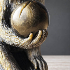 Gold Sheen Obsidian Monkey & Peach Carving