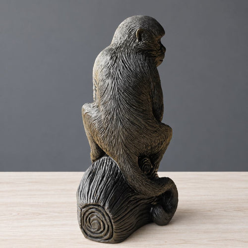 Gold Sheen Obsidian Monkey & Peach Carving