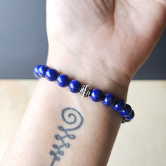 handmade Lapis Lazuli gemstone bracelet for intuition, protection, and spiritual clarity.