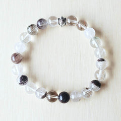 Natural Inclusion Quartz bracelet for men and women, unique gemstone beads.