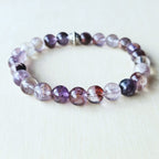 Natural Super 7 bracelet with 8mm beads, Melody Stone of seven minerals for spiritual growth.