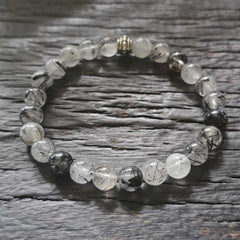 Tourmalinated Quartz crystal bracelet handmade with natural energy for balance & protection